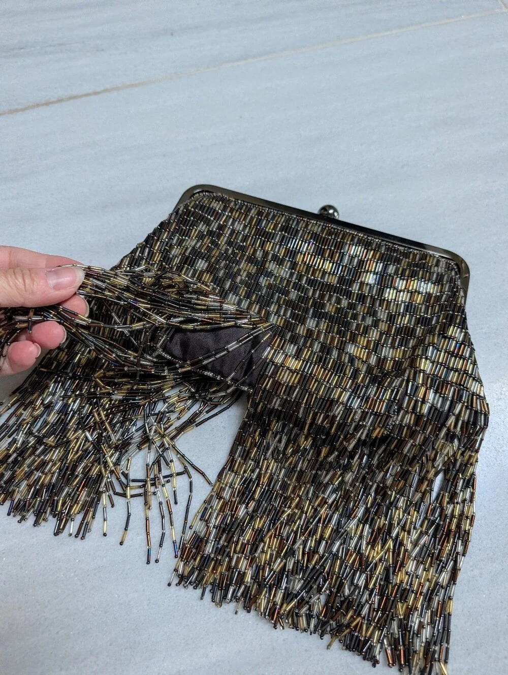 gorgeous INGE CHRISTOPHER beaded fringe evening bag convertible clutch